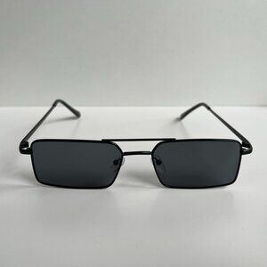 vintage y2k 90s 2000s slim square black trim sunglasses